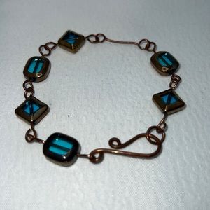 Artisan Made Metal & Bezel set Semi-Opaque Stone Bracelet